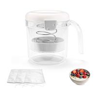 LELE LIFE Colador de yogur griego con 3 mallas ultrafinas, filtración a presión, filtro para hacer yogur de 750 ml con tapa para leche de soja, leche de nueces