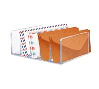 LELE LIFE Organizador de correo acrílico para escritorio, 5 compartimentos gruesos y transparentes, organizador de escritorio moderno para oficina y hogar para facturas de relleno de sobres (1 unidad)
