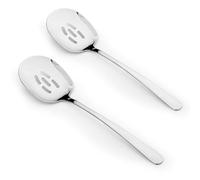 LELE LIFE Paquete de 2 cucharas grandes ranuradas, 29 cm de largo, juego de utensilios de servir de acero inoxidable SUS304 para bufé, fiestas, catering, cocina (cucharas ranuradas)
