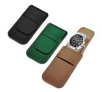 LELE LIFE Paquete de 3 bolsas de cuero para reloj, estuche de viaje para reloj con forro de gamuza e inserto de cuero, rollo de almacenamiento individual para hombres y mujeres
