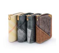 LELE LIFE Paquete de 4 soportes para tarjetas de crédito de gran capacidad, 11 ranuras, organizador de tarjetas de crédito de piel sintética, cartera con cremallera para dinero en efectivo, fundas de