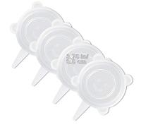 LELE LIFE Paquete de 4 tapas elásticas de silicona del mismo tamaño, cubierta de silicona reutilizable más gruesa, fundas de almacenamiento expandibles de alimentos, aptas congelador, 9,5 cm