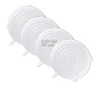 LELE LIFE Paquete de 4 tapas elásticas de silicona del mismo tamaño, cubierta de silicona reutilizable más gruesa, fundas de almacenamiento expandibles de alimentos, aptas congelador, 25 cm