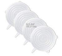 LELE LIFE Paquete de 4 tapas elásticas de silicona del mismo tamaño, cubiertas de silicona reutilizables duraderas más gruesas, cubiertas de almacenamiento de alimentos y lavavajillas, 16,5 cm