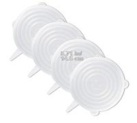 LELE LIFE Paquete de 4 tapas elásticas de silicona del mismo tamaño, cubiertas de silicona reutilizables duraderas más gruesas, cubiertas de almacenamiento de alimentos y lavavajillas, 14,5 cm