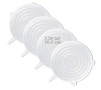 LELE LIFE Paquete de 4 tapas elásticas de silicona del mismo tamaño, cubiertas de silicona reutilizables más gruesas y duraderas, cubiertas de almacenamiento de alimentos y lavavajillas, 18,5 cm