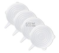 LELE LIFE Paquete de 4 tapas elásticas de silicona del mismo tamaño, cubiertas de silicona reutilizables duraderas más gruesas, cubiertas de almacenamiento de alimentos y lavavajillas, 11,5 cm