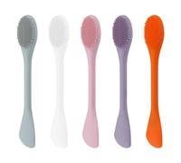 LELE LIFE Paquete de 5 cepillos de silicona para limpieza facial, herramienta aplicadora de mascarillas faciales 2 en 1, cepillo para limpieza facial y exfoliación, espátula para el cuidado de la piel