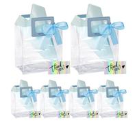 LELE LIFE Paquete de 6 bolsas de regalo transparentes con asas, 20 x 18 x 10 cm con papel de seda, cinta, tarjetas, pequeñas bolsas reutilizables para regalos de despedida de soltera para boda