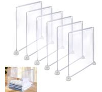 LELE LIFE Paquete de 6 separadores de estantes para organización de armario, divisor transparente de 30 x 30 cm, organizador de estantes de armario adhesivo fuerte para ropa, bolso, suéter, toalla