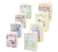 LELE LIFE Paquete de 8 bolsas de regalo florales de varios tamaños con 4 papel de seda, 4 grandes de 32,5 cm + 4 medianas de 24 cm, bolsa de regalo de flores con asas para cumpleaños, boda, despedida