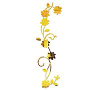 LELE LIFE Pegatinas de Pared de Espejo Acrílico de Vid de Flores, Elegante Pegatinas de Pared para Espejos, Pegatinas Decorativas Pared Espejo, Decoración de Pared de Espejo Adhesivo de Pared, Dorado