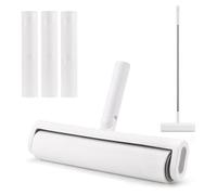 LELE LIFE Rodillos grandes de pelusa para pelo de mascotas, 24 cm de ancho y cabeza giratoria de 180°, removedor de pelo de perro y gato gigante extra pegajoso, mango largo y cubierta para alfombra