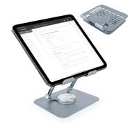 LELE LIFE Soporte ajustable para tablet con base giratoria de 360°, soporte de aleación de doble varilla para escritorio, soporte de monitor portátil plegable, para laptop de 4 a 13 pulgadas de ancho