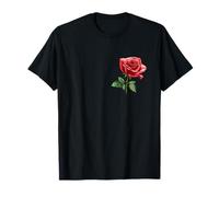 #lele Rose T-shirt Impresión Rosas Camisa Flores Pintura Rosa Rojo Camiseta