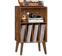 LELELINKY Soporte para Tocadiscos, Soporte para Tocadiscos con Capacidad para hasta 160 álbumes, Soporte de Vinilo para Mesa con Patas de Madera, Color marrón