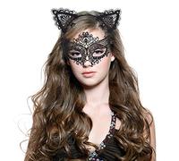 Lelengder - Diadema con orejas de gato y encaje, juego de máscaras, lindo, sexy y cómodo, diadema con orejas, diadema, máscaras de gato, juego de diadema, accesorio de disfraz para mujer