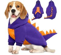 Lelepet Disfraz de dinosaurio para perro de Halloween, sudadera con capucha de forro polar cálido para perros medianos, sudadera de invierno para mascotas, divertido disfraz de fiesta de cosplay para