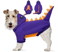 Lelepet Disfraz de dinosaurio para perro de Halloween, sudadera con capucha de forro polar cálido para perros pequeños, sudadera de invierno para mascotas, divertido disfraz de fiesta de cosplay para