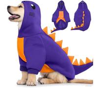 Lelepet Disfraz de dinosaurio para perro de Halloween, sudadera con capucha de forro polar cálido para perros grandes, sudadera de invierno para mascotas, divertido disfraz de fiesta de cosplay para