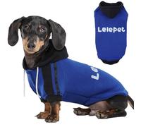 Lelepet Sudadera con capucha Dachshund, sudadera para cachorros con estampado de Lelepet, suéter de forro polar de algodón cálido para perros salchicha, ropa de invierno suave para perro, azul, S