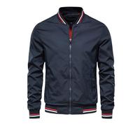 LELEW Chaqueta Bomber De Verano para Hombre, Manga Larga Chaquetas De Béisbol Finas Chaquetas Ligeras Y Transpirables Cortavientos Abrigos Deportivos Informales para Correr Top Azul Marino XS