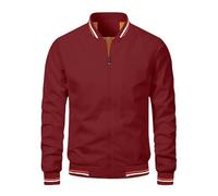 LELEW Chaqueta Bomber De Verano para Hombre, Mangas Largas Chaquetas De Béisbol Delgadas Chaquetas Ligeras Y Transpirables Cortavientos Abrigos Deportivos Informales para Correr Top Rojo M