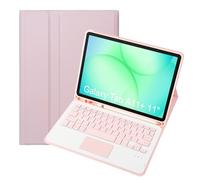leleyo Funda con Teclado para Samsung Galaxy Tab A11+ de 11 Pulgadas, Cubierta Inteligente con Teclado táctil, magnético, extraíble, Bluetooth, QWERTY, Color Rosa
