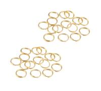 Leliafleury 50 llaveros redondos de 20 mm, de metal, anillos divididos, aros para manualidades, joyería (dorado)