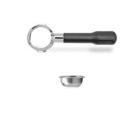 LELIT Bottomless Strainer Holder LELIT57 - Incluye filtros de acero inoxidable - Mango clásico - PLA570S - Plata/Negro