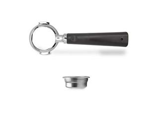 LELIT Portafiltro sin fondo LELIT 58 - Incluye filtro de acero inoxidable de 2 dosis - Mango clásico - PLA580V - Plata/Marrón