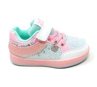 Lelli Kelly Flequillo Mix zapatos niña LKAL8057 con luces, celeste y blanco, con colgante corazón y gadget, Celeste Blanco, 31 EU