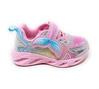 Lelli Kelly Mariel LKAL5636 - Zapatos SPOR para niña con luces, tira de cola de sirena, rosa/plateado brillante, con gadget, Mariel, 28 EU