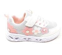 Lelli Kelly Zapatillas de niña con luces y flores, blanco y plateado, modelo LKAL5630B00, zapatillas amortiguadas, gadget, blanco y plateado., 33 EU