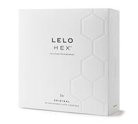 LELO HEX Preservativos Finos Ligeramente Lubricados para Hombre, Pack de 36 Condones de Pene Que, en Vez de Puntos o Estrías, Tienen Celdas Hexagonales