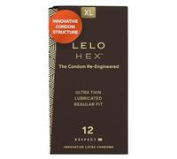 LELO HEX Respect XL, Condones Extralargos con Mayor Resistencia, Preservativos Talla Grande, 58 mm de Diámetro (Paquete de 12)