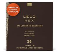 LELO HEX Respect XL, Condones Extralargos con Mayor Resistencia, Preservativos Talla Grande, 58 mm de Diámetro (Paquete de 36)