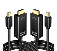 Leloco 2 cables 4K Mini DisplayPort a HDMI 2K 60Hz, 1080P a 120Hz, Thunderbolt 2, Mini DP a HDMI cable para MacBook Pro, MacBook Air, iMac, Surface Pro Plus, negro (1,8 m)