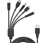 Leloco Cable de carga 5 en 1 para Nintendo 3DS, para Nintendo DS Lite Cable de carga para 3DS XL/2DS/2DS XL/DS/DSI/DS XL/Wii U/GBA SP/PSP 1000 Universal Cargador Multiestación de carga