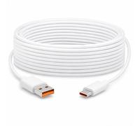 Leloco Cable de carga USB C de 5 m, color blanco, USB a USB C para cámara | Cable USB C extra largo de 5 m, ideal como cable de carga rápida para Xiaomi Smart Camera C400/C500 y EZVIZ Smart Home