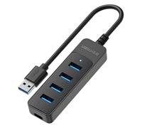 Leloco Hub USB 3.0 de 4 puertos, adaptador USB, adaptador de extensión múltiple con cable de 30 cm, 5 V, 2 A, puerto tipo C para ordenador portátil, MacBook, ordenador de escritorio, unidad flash