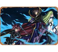 Lelouch Lamperouge, Code Geass, C C (Code Geass), Kallen Kōzuki, póster de anime para decoración de pared del hogar, letrero de metal retro, 20 x 30 cm