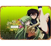 Lelouch Lamperouge, Code Geass, C C (Code Geass) - Póster de anime para decoración de pared del hogar, letrero de metal retro, 20 x 30 cm