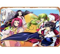 Lelouch Lamperouge, Code Geass, C C, Kallen Kozuki, Jiang Lihua, Kaguya Sumeragi, póster de anime para decoración de pared del hogar, letrero de metal retro, 20 x 30 cm