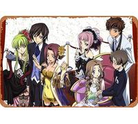 Lelouch Lamperouge Suzaku Kururugi Code Geass C C Kallen Kozuki Nunnally Lamperouge Anya Alstreim Rolo Lamperouge Póster de anime para decoración de pared del hogar, letrero de metal retro, 20,3 x