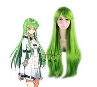 Lelouch of The Rebellion CC Green Wig Cosplay Halloween Straight Long Hair Role Play + Gorra de peluca gratis Talla única