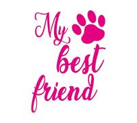 Lema mi mejor amigo con pata de perro o gato Calcomanías de pared 50.4x69.7cm Incluye kit de película de transferencia Rosa roja