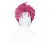 LeMarnia Peluca de cosplay de anime, color rojo rosado, para hombre, peluca corta, disfraz de fiesta de Halloween