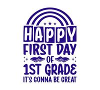 Lemas del primer día de clases Calcomanías de vinilo para murales y paredes 50.4x71cm Se puede modificar y añadir información Azul oscuro