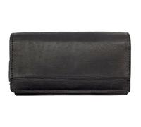 Lemasi Cartera de piel auténtica para mujer, protección RFID, 160 x 90 x 35 mm, bicolor, 170 g, muchos compartimentos, botón de presión, cremallera, compartimento grande para monedas, Negro , normal